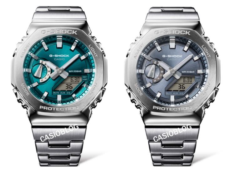 Zegarki Casio G-Shock GM-2110D-3A1 (po lewej) i GM-2110D-8A (po prawej). (Źródło zdjęcia: Casioblog, edytowane)