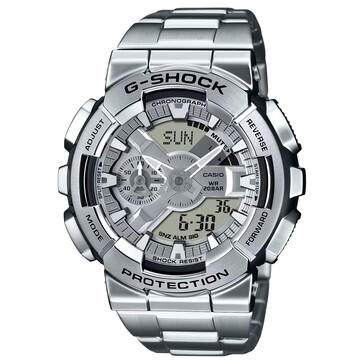 G-Shock GM-110D-8A ma czyste srebrne wykończenie i brązowo-szarą tarczę. (Źródło zdjęcia: Casio US)