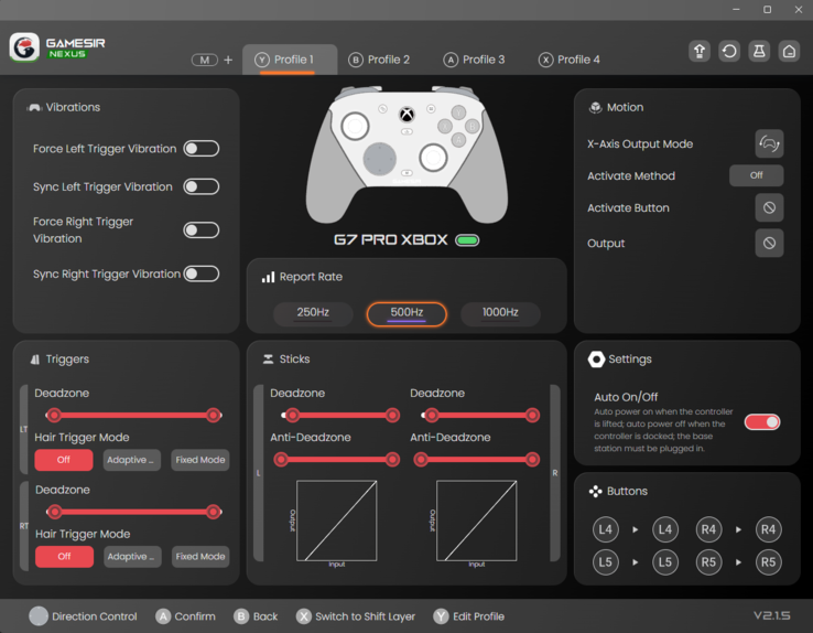Menu główne Gamesir Nexus 