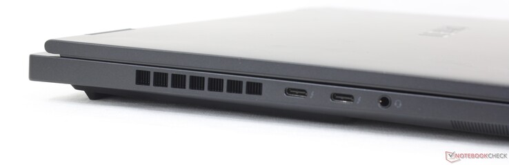 Po lewej: USB-C 3.2 Gen. 2 + Thunderbolt 4 z Power Delivery + DisplayPort 1.4, zestaw słuchawkowy 3,5 mm