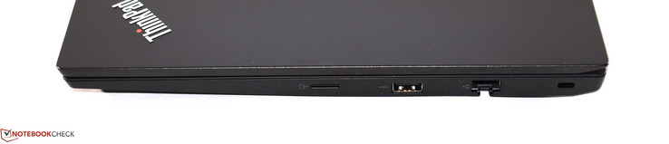 prawy bok: czytnik kart pamięci microSD, USB typu A (2.0), LAN, gniazdo blokady Kensingtona