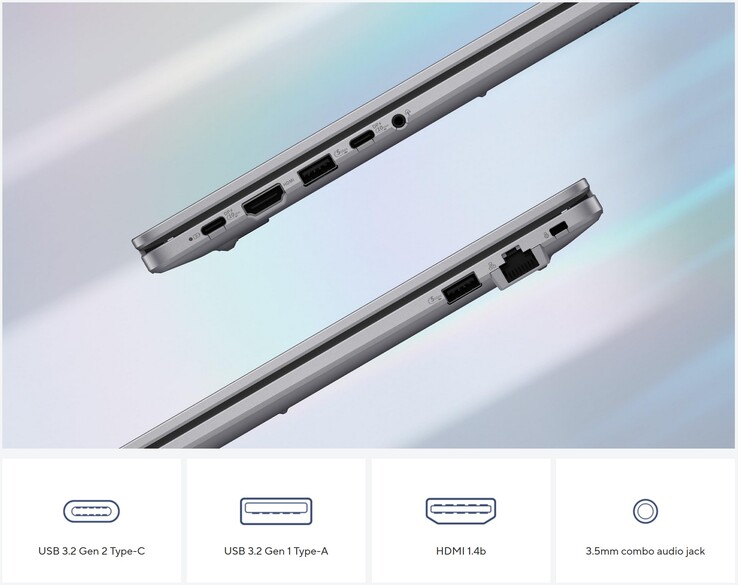 Porty zewnętrzne Asus ExpertBook P1 (źródło: Asus)