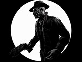 Czarno-białe ujęcie Nicka Valentine’a z gry „Fallout 4”, wykonane z boku