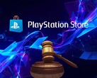 Baner dotyczący spraw sądowych związanych ze sklepem PlayStation Store, na którym widnieje młotek sędziowski