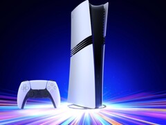 Konsola Sony PlayStation 5 Pro na pionowej podstawce wraz z kontrolerem DualSense