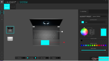 AlienFX kontroluje wszystkie funkcje oświetlenia RGB