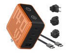 Ładowarka BMX GaNsta Pixel 140 W umożliwia jednoczesne ładowanie maksymalnie czterech urządzeń USB i jest wyposażona w adaptery sieciowe do gniazdek na całym świecie.