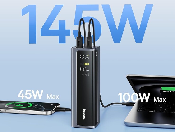 Powerbank Baseus EnerGeek GR12 umożliwia jednoczesne ładowanie dwóch laptopów.