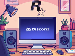 Discord widoczny na monitorze PC poniżej logo Rockstar Games (źródło obrazu: Discord, Rockstar Games z poprawkami)