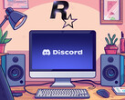 Discord widoczny na monitorze PC poniżej logo Rockstar Games (źródło obrazu: Discord, Rockstar Games z poprawkami)