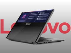 Koncepcyjny prototyp Lenovo ThinkPad Rollable XD, przedstawiony na tle szaro-białego gradientu i logo Lenovo. (Źródło zdjęcia: Lenovo - edytowane)