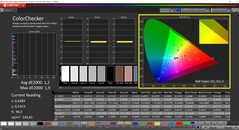 CalMAN ColorChecker (profil Display-P3, docelowa przestrzeń barw P3)