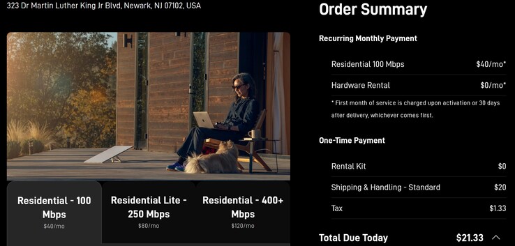 Oferta planu mieszkaniowego Starlink 100 Mbps za 40 USD. (Źródło zdjęcia: Starlink)