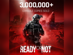 Baner informujący o 3 milionach sprzedanych egzemplarzy Ready or Not (źródło obrazu Void Interactive X)