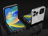 Obraz koncepcyjny wyobrażający sobie, że Apple zbudowałby iPhone'a na bazie obudowy Galaxy Z Flip. (Źródło obrazu: Technizo Concept)