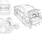 Ford F-150 Lightning może wkrótce otrzymać akcesorium do bagażnika, które znacznie zwiększy jego użyteczność w porównaniu z dwumiejscowym bagażnikiem Cybertrucka. (Źródło zdjęcia: Publikacja zgłoszenia patentowego USA)