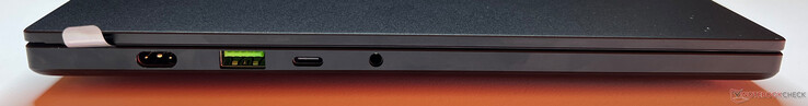 Lewa strona: Zasilanie, USB-A 3.2 Gen.2 (10 Gb/s), USB-C 4.0 (40 Gb/s, DisplayPort 2.1, Power Delivery), audio 3,5 mm