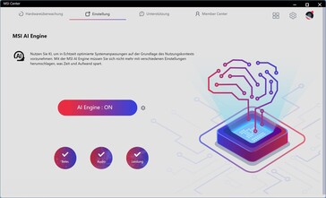 AI Engine = MSI AI Engine w profilach wydajności