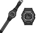 Zegarek Casio G-Shock GBX100SFJ-1 charakteryzuje się eleganckim, całkowicie czarnym designem i kontrastowym, negatywowym wyświetlaczem.