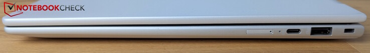 Prawo:  SIM, USB-C (10 Gb/s), USB-A (5 Gb/s), Kensington