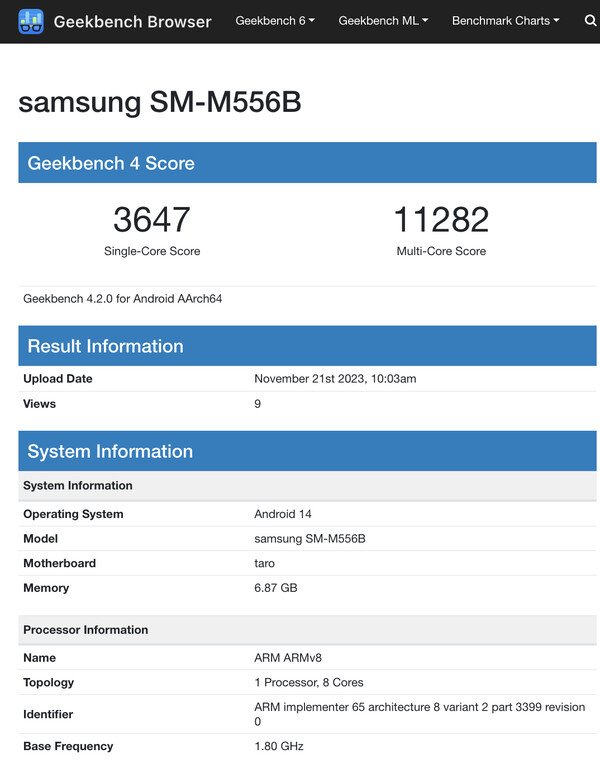 (Źródło obrazu: Geekbench)