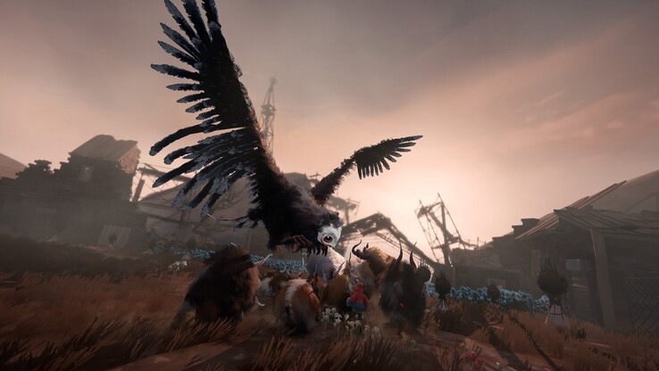 Bohater musi chronić kalikorny przed zagrożeniami, w tym gigantycznymi ptakami, które nie są szczególnie przyjazne. (Źródło obrazu: Steam)