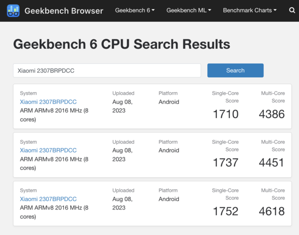 (Źródło obrazu: Geekbench)