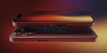 iPhone 15 Pro ciemnoczerwony wariant kolorystyczny. (Źródło obrazu: 9to5Mac)