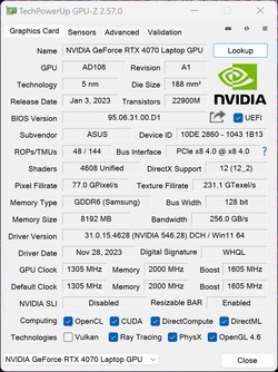 Laptop GPU-Z GeForce RTX 4070
