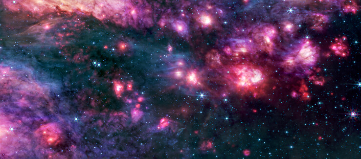 Obraz MIRI Sagittarius B2 (źródło obrazu: kilka - proszę zobaczyć źródła)