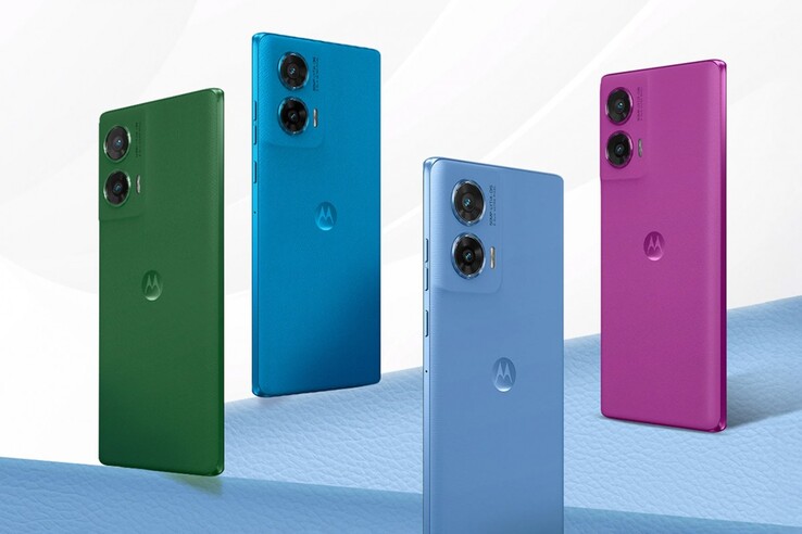 Moto G96 5G jest dostępna w kolorach zielonych pastwisk, orchidei cattleya, niebieskim ashleigh i niebieskim dresden (źródło zdjęcia: Motorola)