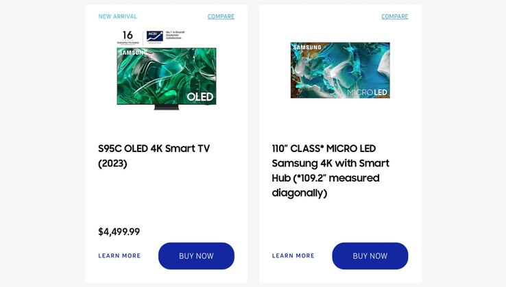 Zestawienie produktów dla 77-calowego telewizora Samsung S95C QD-OLED (źródło obrazu: FlatpanelsHD)