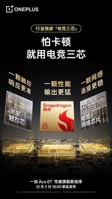 Ace 6T łączy w sobie układ Qualcomm Snapdragon 8 Gen 5 z chipsetami Lingxi Touch Chip i Gaming Network Chip G2. (Źródło zdjęcia: OnePlus)