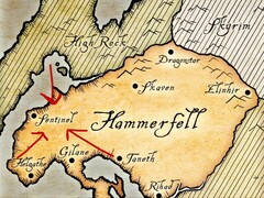 Mapa prowincji Hammerfell z uniwersum The Elder Scrolls.