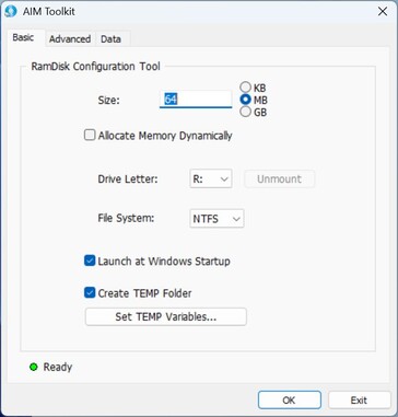 AIM Tookit: Tworzenie dysku RAM