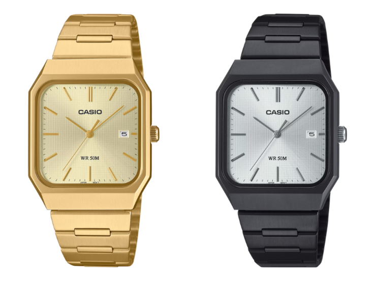 Od lewej do prawej: zegarki Casio MTP-B185B-7AV i MTP-B185G-9AV. (Źródło zdjęcia: Casio, edytowane)
