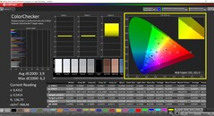CalMAN ColorChecker (profil: P3, docelowa przestrzeń kolorów: P3)