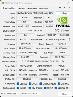 Laptop GPU-Z Nvidia GeForce RTX 4050