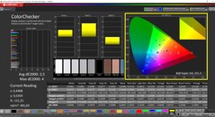 CalMAN ColorChecker (tryb: żywy, docelowa przestrzeń kolorów: P3)