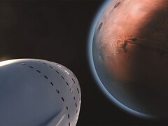 Obraz przedstawiający statek kosmiczny zmierzający w kierunku planety. (Źródło zdjęcia: SpaceX - Pexels)