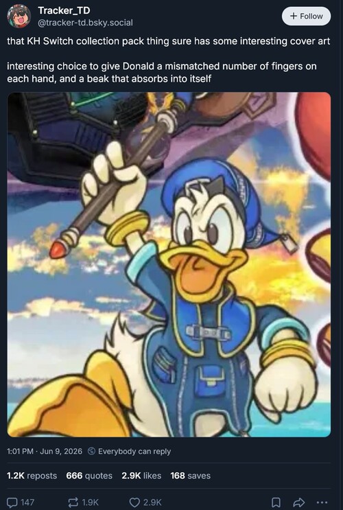 Ilustracja przedstawiająca Kaczora Donalda w kolekcji Kingdom Hearts