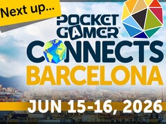 Oficjalna grafika promocyjna wydarzenia Pocket Gamer Connects Barcelona 2026.