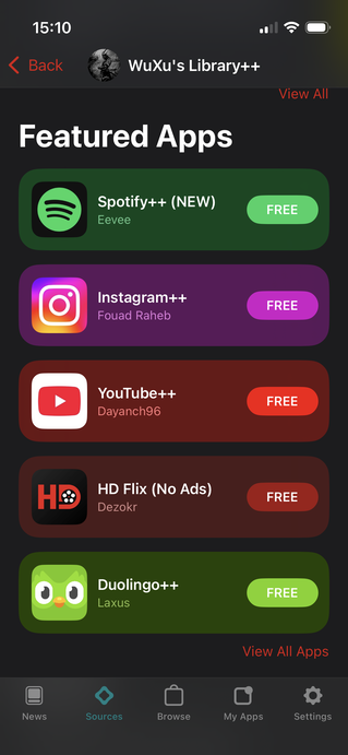 Zewnętrzne źródła Altstore Classic oferują dostęp do aplikacji zaprojektowanych w celu obejścia płatnych funkcji usług takich jak Spotify, Deezer, YouTube i Duolingo, a także pirackich witryn telewizyjnych (Źródło obrazu: Notebookcheck)