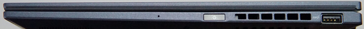 Porty po prawej: wyłącznik zasilania (z czujnikiem linii papilarnych), USB-A (10 Gbit/s)