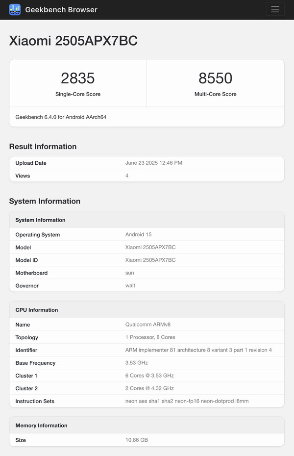 (Źródło obrazu: Geekbench)