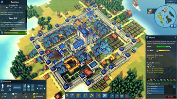 Ilustracja przedstawiająca miasto w grze „Kingdoms and Castles”.