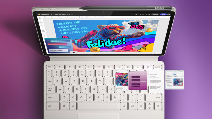 Lenovo Yoga Tab obsługuje wprowadzanie danych rysikiem i zawiera mały gładzik w klawiaturze. (Źródło zdjęcia: Lenovo)
