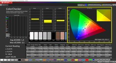 CalMAN ColorChecker (profil kolorów: AdobeRGB, docelowa przestrzeń kolorów: AdobeRGB)