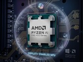 AMD Ryzen AI PRO 400 Series z generowanym przez AI tłem Copilot.