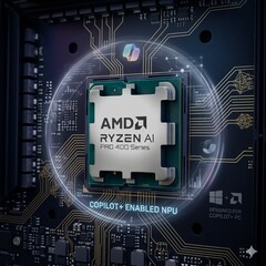 AMD Ryzen AI PRO 400 Series z generowanym przez AI tłem Copilot.